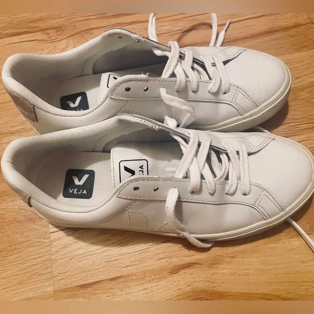 Veja low esplar white leather lace up sneakers - Picture 8 of 12